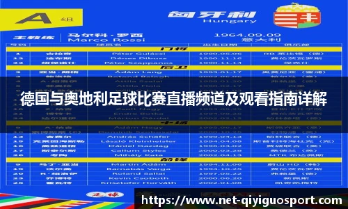德国与奥地利足球比赛直播频道及观看指南详解